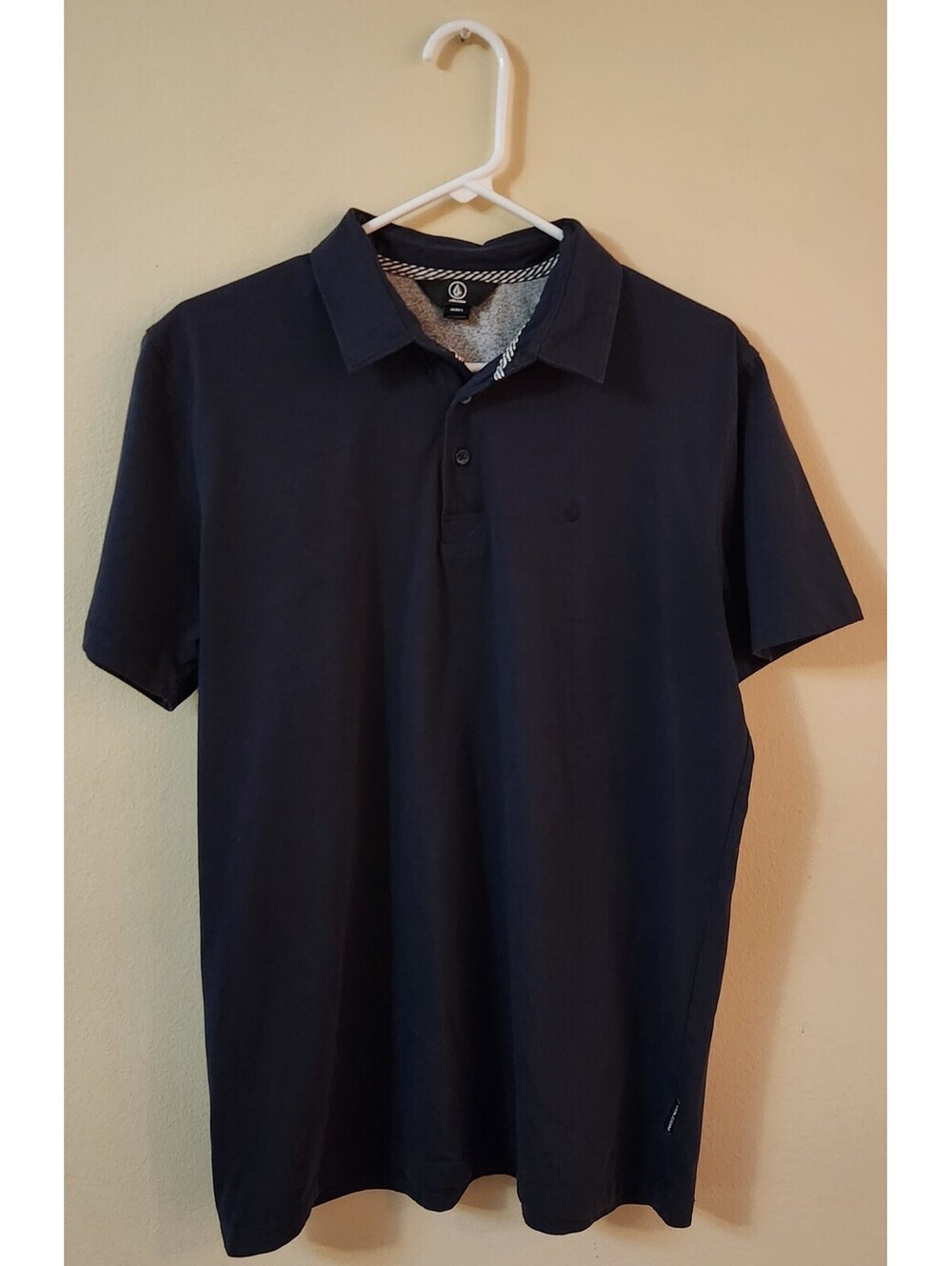 Volcom Polo Shirt Men's Large L Black/Gray Embroidered Logo Skate Surf Casual